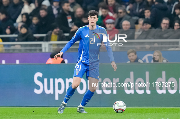 Alessandro Bastoni of Italy during the UEFA Nations League 2024/25 League A Group 2 match between Italy and France at Stadio Giuseppe Meazza...