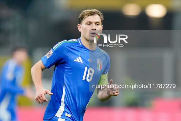 Nicolo' Barella of Italy looks on during the UEFA Nations League 2024/25 League A Group 2 match between Italy and France at Stadio Giuseppe...