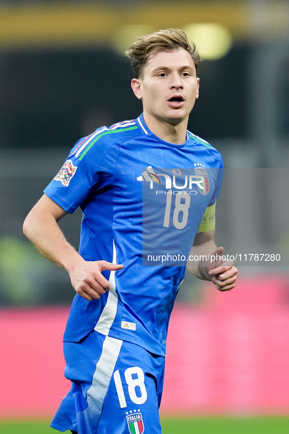 Nicolo' Barella of Italy looks on during the UEFA Nations League 2024/25 League A Group 2 match between Italy and France at Stadio Giuseppe...