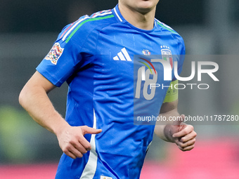 Nicolo' Barella of Italy looks on during the UEFA Nations League 2024/25 League A Group 2 match between Italy and France at Stadio Giuseppe...