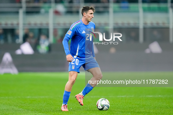 Andrea Cambiaso of Italy during the UEFA Nations League 2024/25 League A Group 2 match between Italy and France at Stadio Giuseppe Meazza on...