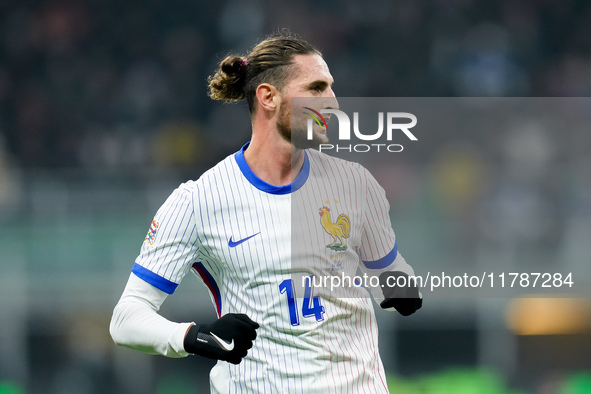 Adrien Rabiot of France looks on during the UEFA Nations League 2024/25 League A Group 2 match between Italy and France at Stadio Giuseppe M...