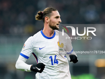 Adrien Rabiot of France looks on during the UEFA Nations League 2024/25 League A Group 2 match between Italy and France at Stadio Giuseppe M...