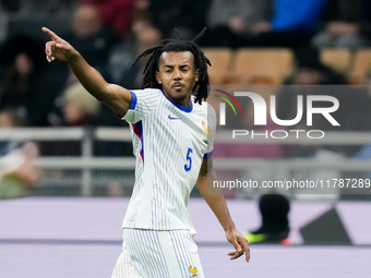 Jules Kounde' of France gestures during the UEFA Nations League 2024/25 League A Group 2 match between Italy and France at Stadio Giuseppe M...