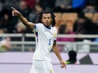 Jules Kounde' of France gestures during the UEFA Nations League 2024/25 League A Group 2 match between Italy and France at Stadio Giuseppe M...