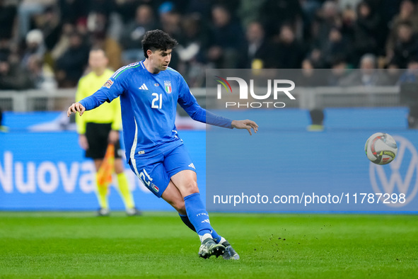 Alessandro Bastoni of Italy during the UEFA Nations League 2024/25 League A Group 2 match between Italy and France at Stadio Giuseppe Meazza...