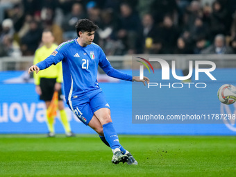 Alessandro Bastoni of Italy during the UEFA Nations League 2024/25 League A Group 2 match between Italy and France at Stadio Giuseppe Meazza...