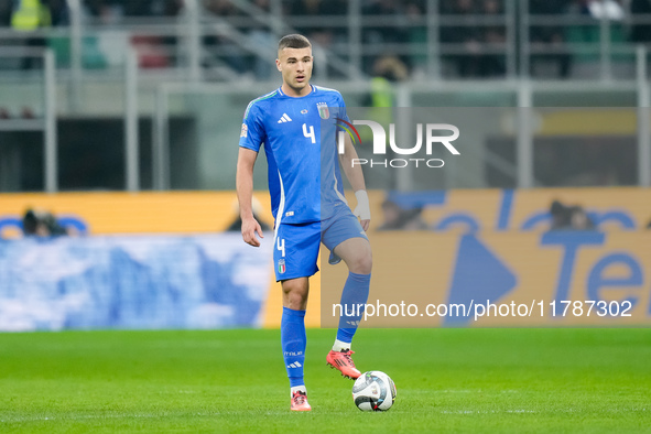 Alessandro Buongiorno of Italy during the UEFA Nations League 2024/25 League A Group 2 match between Italy and France at Stadio Giuseppe Mea...