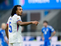 Jules Kounde' of France gestures during the UEFA Nations League 2024/25 League A Group 2 match between Italy and France at Stadio Giuseppe M...