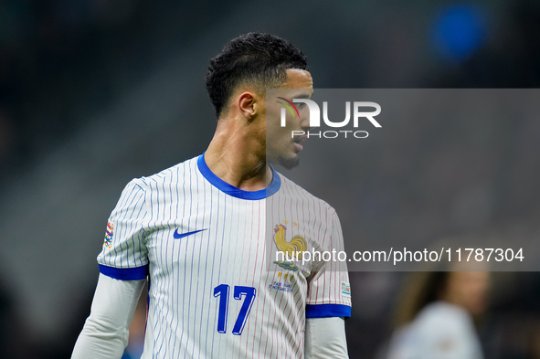 William Saliba of France looks on during the UEFA Nations League 2024/25 League A Group 2 match between Italy and France at Stadio Giuseppe...