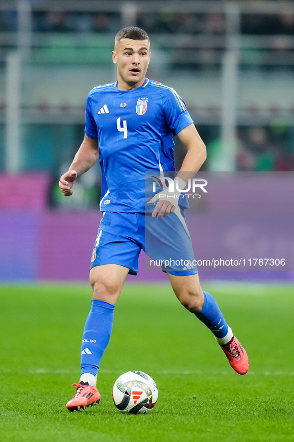 Alessandro Buongiorno of Italy during the UEFA Nations League 2024/25 League A Group 2 match between Italy and France at Stadio Giuseppe Mea...