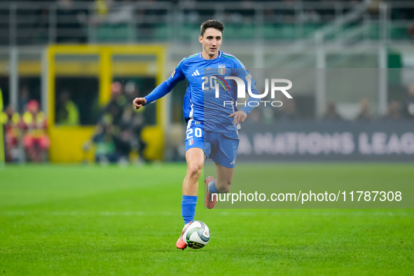 Andrea Cambiaso of Italy during the UEFA Nations League 2024/25 League A Group 2 match between Italy and France at Stadio Giuseppe Meazza on...