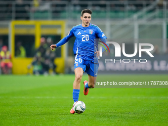 Andrea Cambiaso of Italy during the UEFA Nations League 2024/25 League A Group 2 match between Italy and France at Stadio Giuseppe Meazza on...