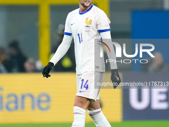 Adrien Rabiot of France looks on during the UEFA Nations League 2024/25 League A Group 2 match between Italy and France at Stadio Giuseppe M...