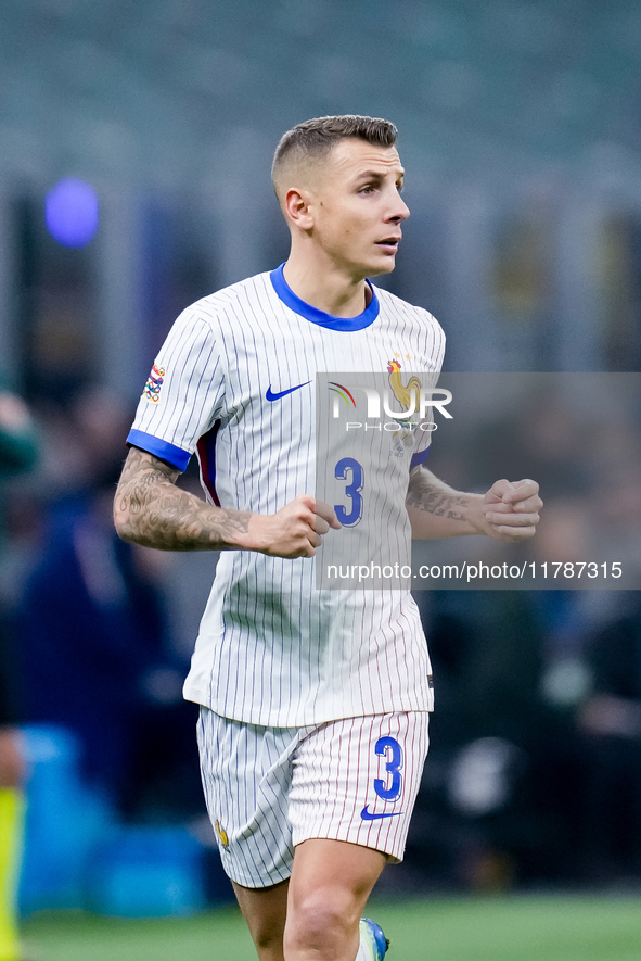 Lucas Digne of France looks on during the UEFA Nations League 2024/25 League A Group 2 match between Italy and France at Stadio Giuseppe Mea...