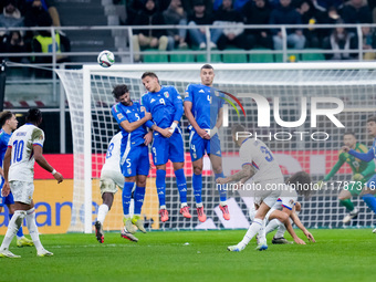 Lucas Digne of France scores second goal during the UEFA Nations League 2024/25 League A Group 2 match between Italy and France at Stadio Gi...