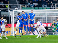 Lucas Digne of France scores second goal during the UEFA Nations League 2024/25 League A Group 2 match between Italy and France at Stadio Gi...