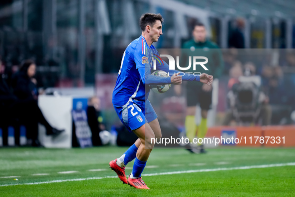 Andrea Cambiaso of Italy during the UEFA Nations League 2024/25 League A Group 2 match between Italy and France at Stadio Giuseppe Meazza on...