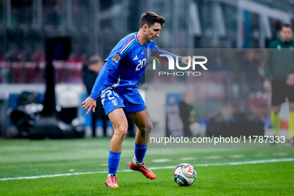 Andrea Cambiaso of Italy during the UEFA Nations League 2024/25 League A Group 2 match between Italy and France at Stadio Giuseppe Meazza on...