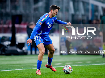 Andrea Cambiaso of Italy during the UEFA Nations League 2024/25 League A Group 2 match between Italy and France at Stadio Giuseppe Meazza on...