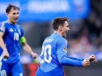 Andrea Cambiaso of Italy celebrates after scoring first goal during the UEFA Nations League 2024/25 League A Group 2 match between Italy and...