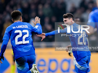 Andrea Cambiaso of Italy celebrates after scoring first goal during the UEFA Nations League 2024/25 League A Group 2 match between Italy and...