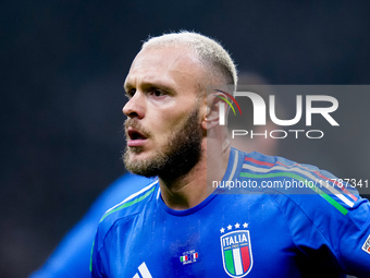 Federico Dimarco of Italy looks on during the UEFA Nations League 2024/25 League A Group 2 match between Italy and France at Stadio Giuseppe...