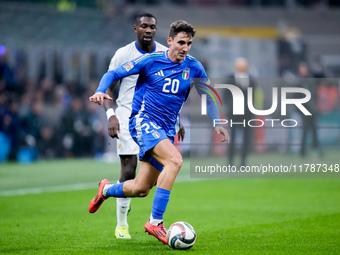 Andrea Cambiaso of Italy during the UEFA Nations League 2024/25 League A Group 2 match between Italy and France at Stadio Giuseppe Meazza on...