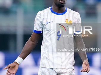 Marcus Thuram of France reacts during the UEFA Nations League 2024/25 League A Group 2 match between Italy and France at Stadio Giuseppe Mea...