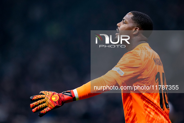 Mike Maignan of France gestures during the UEFA Nations League 2024/25 League A Group 2 match between Italy and France at Stadio Giuseppe Me...