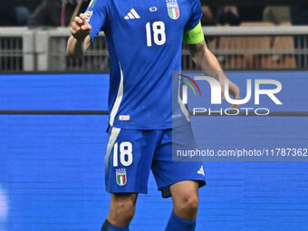 Nicolo Barella (ITA) is in action during the UEFA Nations League Matchday 6 match between Italy and France at the San Siro Stadium in Milan,...