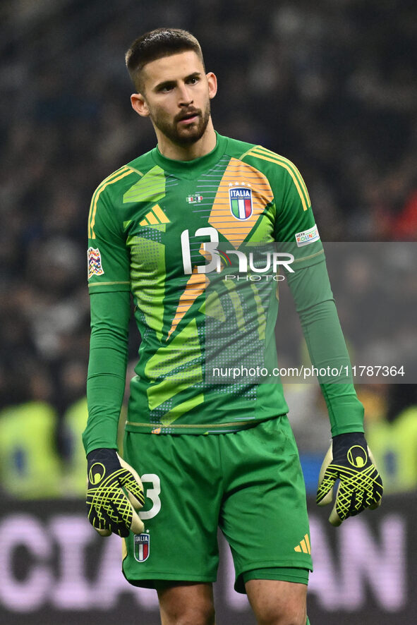 Guglielmo Vicario (ITA) participates in the UEFA Nations League Matchday 6 match between Italy and France at the San Siro Stadium in Milan,...