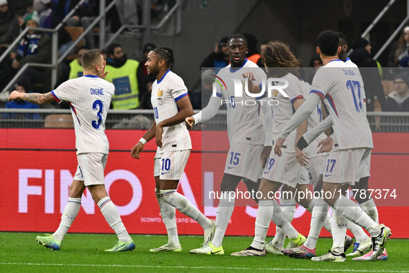 Adrien Rabiot (FRA) celebrates after scoring the goal to make it 1-3 during the UEFA Nations League Matchday 6 match between Italy and Franc...