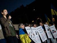 In Rome, Italy, on November 17, 2024, Giulia Schiff participates in a demonstration marking the upcoming anniversary of 1,000 days since Rus...