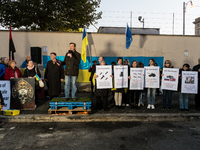 Carlo Calenda, secretary of Azione, participates in a demonstration marking the upcoming anniversary of 1,000 days since Russia's invasion o...