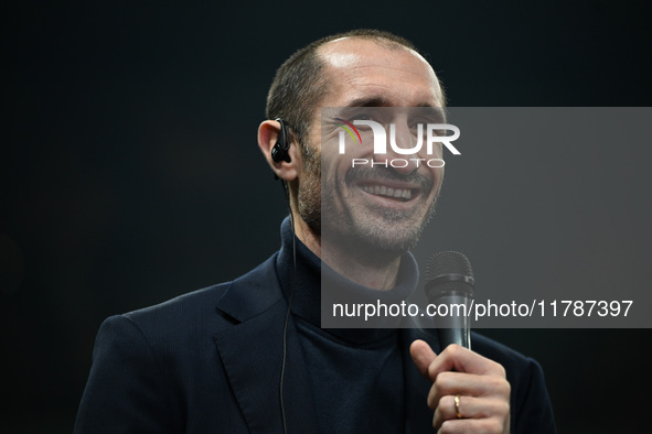 Giorgio Chiellini participates in the Group A2 - UEFA Nations League 2024 match between Italy and France in Milan, Italy, on November 17, 20...