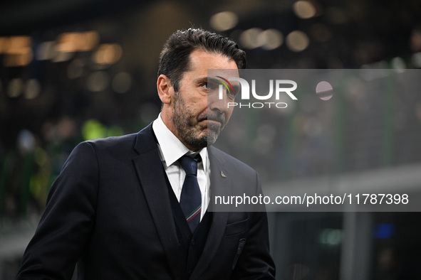 Gianluigi Buffon of Italy participates in the Group A2 - UEFA Nations League 2024 match between Italy and France in Milan, Italy, on Novembe...