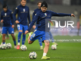 Nicolo Barella of Italy participates in the Group A2 - UEFA Nations League 2024 match between Italy and France in Milan, Italy, on November...