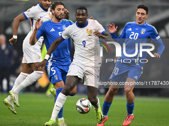 Marcus Thuram of France participates in the Group A2 - UEFA Nations League 2024 match between Italy and France in Milan, Italy, on November...