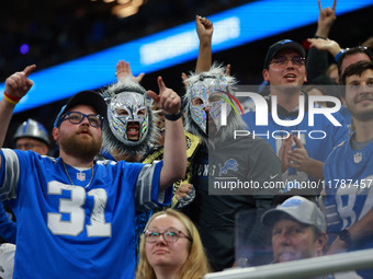 DETROIT,MICHIGAN-November 17: Detroit Lions fans cheer during the second half of an NFL football game between the Jacksonville Jaguars and t...