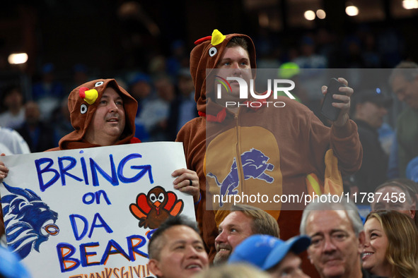 DETROIT,MICHIGAN-November 17: Detroit Lions fans cheer during the second half of an NFL football game between the Jacksonville Jaguars and t...