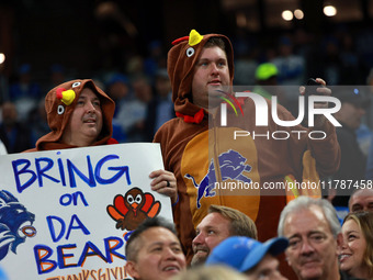 DETROIT,MICHIGAN-November 17: Detroit Lions fans cheer during the second half of an NFL football game between the Jacksonville Jaguars and t...