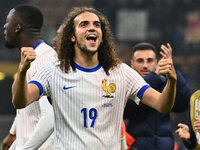 Matteo Guendouzi (FRA) celebrates the victory during the UEFA Nations League Matchday 6 match between Italy and France at the San Siro Stadi...