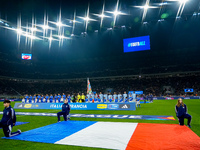 Teams lines up during the UEFA Nations League 2024/25 League A Group 2 match between Italy and France at Stadio Giuseppe Meazza on November...