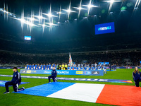 Teams lines up during the UEFA Nations League 2024/25 League A Group 2 match between Italy and France at Stadio Giuseppe Meazza on November...