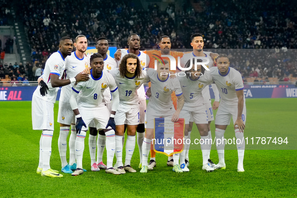 France line up during the UEFA Nations League 2024/25 League A Group 2 match between Italy and France at Stadio Giuseppe Meazza on November...