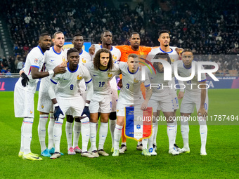 France line up during the UEFA Nations League 2024/25 League A Group 2 match between Italy and France at Stadio Giuseppe Meazza on November...