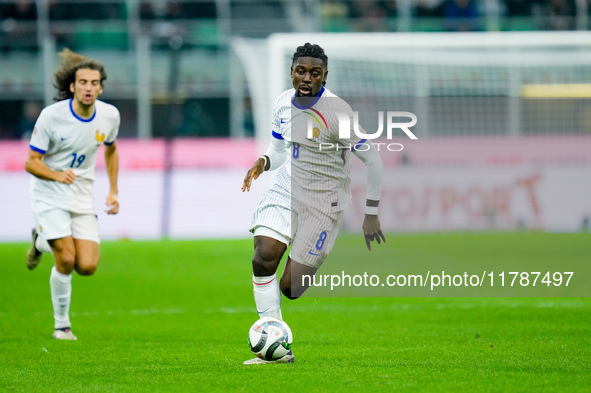 Manu Kone' of France during the UEFA Nations League 2024/25 League A Group 2 match between Italy and France at Stadio Giuseppe Meazza on Nov...