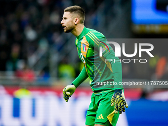 Guglielmo Vicario of Italy looks on during the UEFA Nations League 2024/25 League A Group 2 match between Italy and France at Stadio Giusepp...