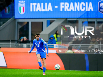 Andrea Cambiaso of Italy during the UEFA Nations League 2024/25 League A Group 2 match between Italy and France at Stadio Giuseppe Meazza on...